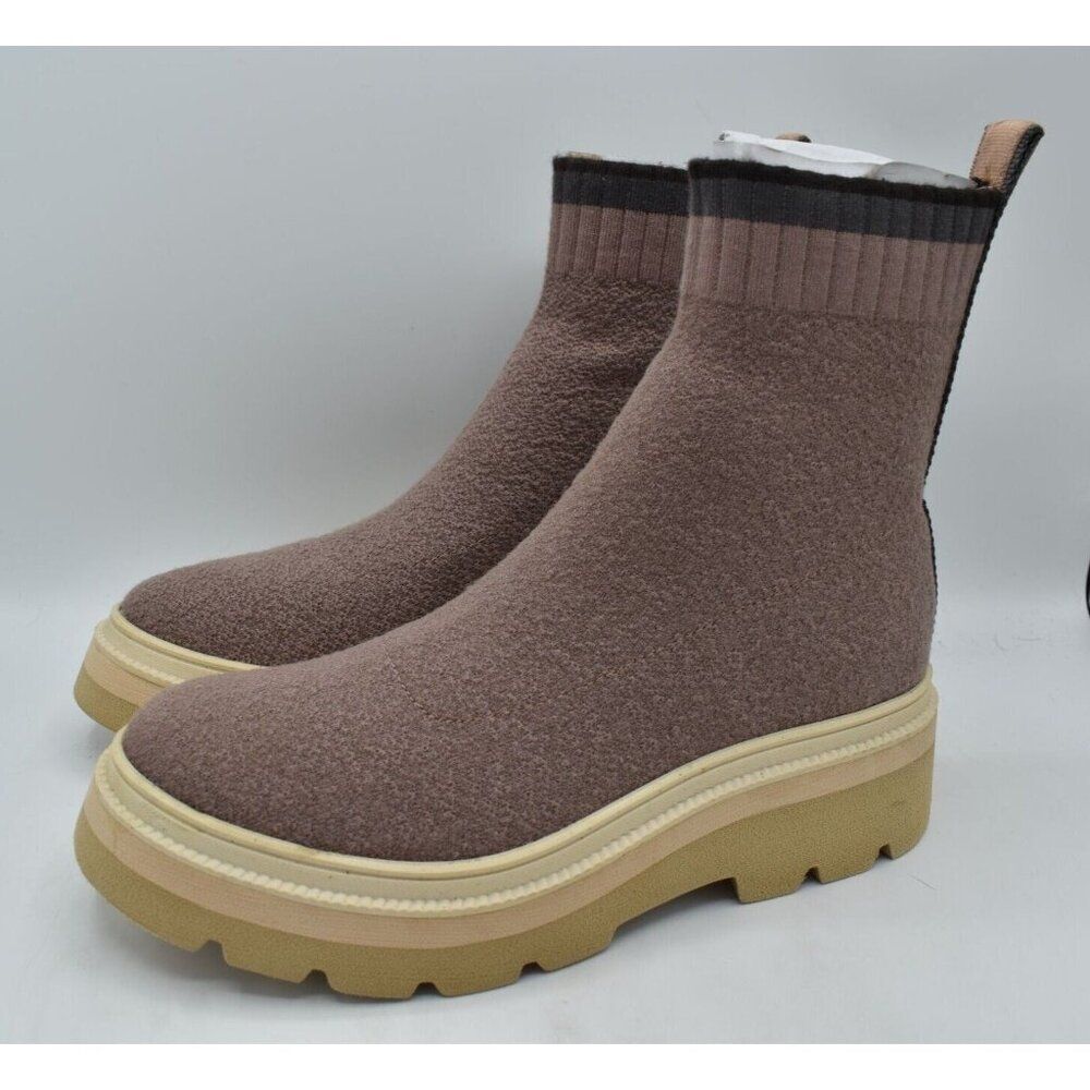 Sofft Provea Boot Women 8 Mauve NEW Knit Water Resistant Lugged Slip On Bootie